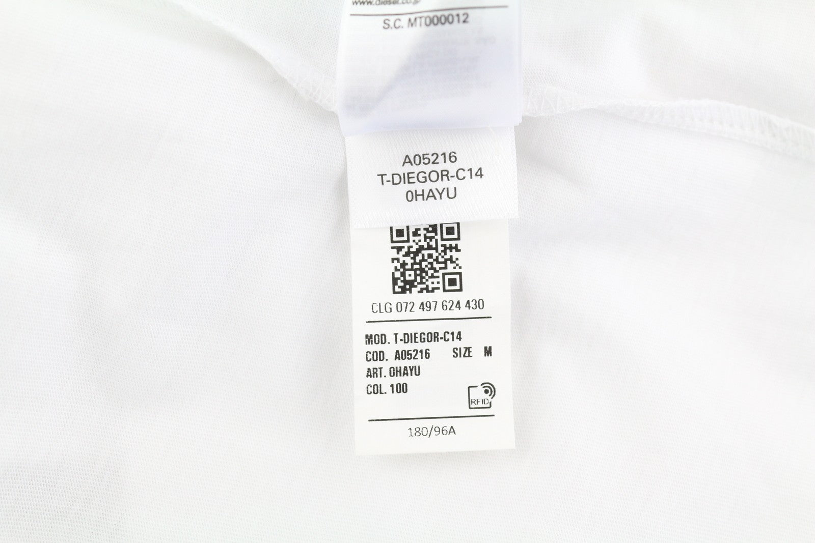 DIESEL T-Diegor-C14 Mens T-Shirt M White Short Sleeve Crew Neck  Front