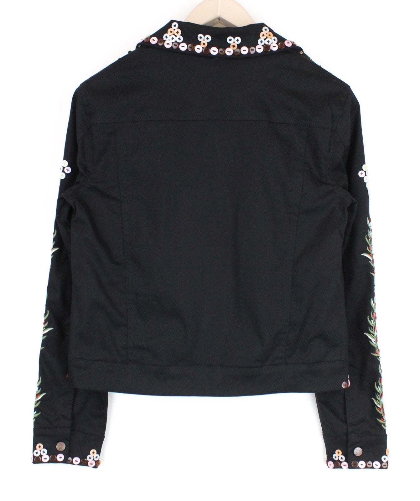 DESIGUAL Chaq Ferrara Women's 38 Jacket Short Embroidery Button Floral Detail