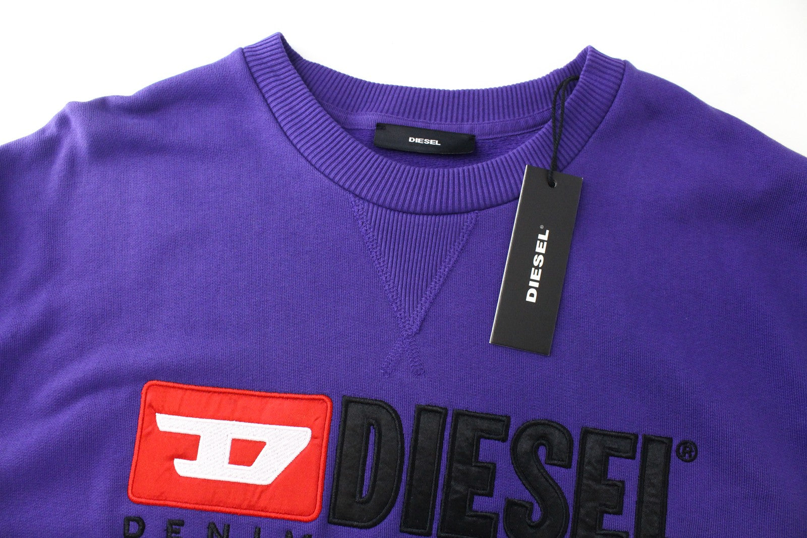 DIESEL F-Arap Felpa Women's XS Pulled Sleeves Oversized Crew Purple Top