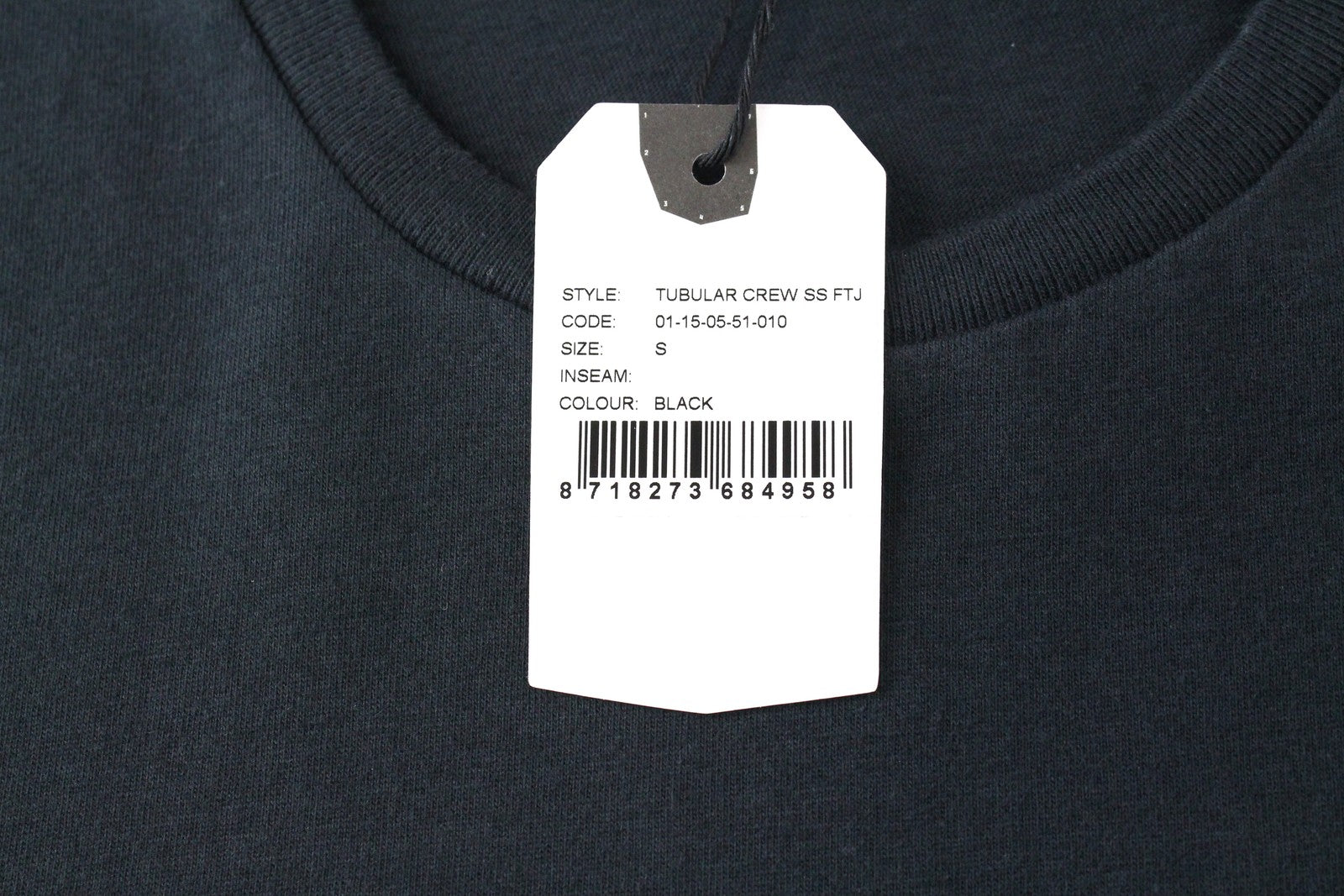 DENHAM Tubular Tee S Womens's Black  Short Sleeve Round Neck Basic Shirt