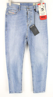 DIESEL D-Vider 081AL Men's W29/L30 Washed Stretch Carrot Fit Blue Denim