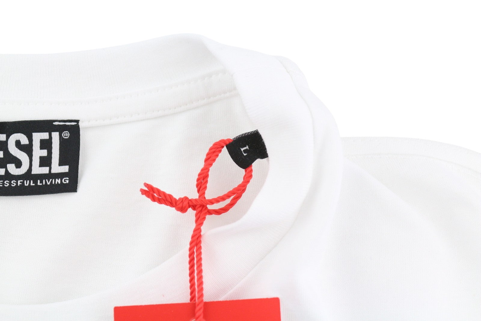 DIESEL T-Just-Small-New vyriški marškinėliai L dydžio, balti, trumpomis rankovėmis, trikotažiniai marškinėliai su užtrauktuku