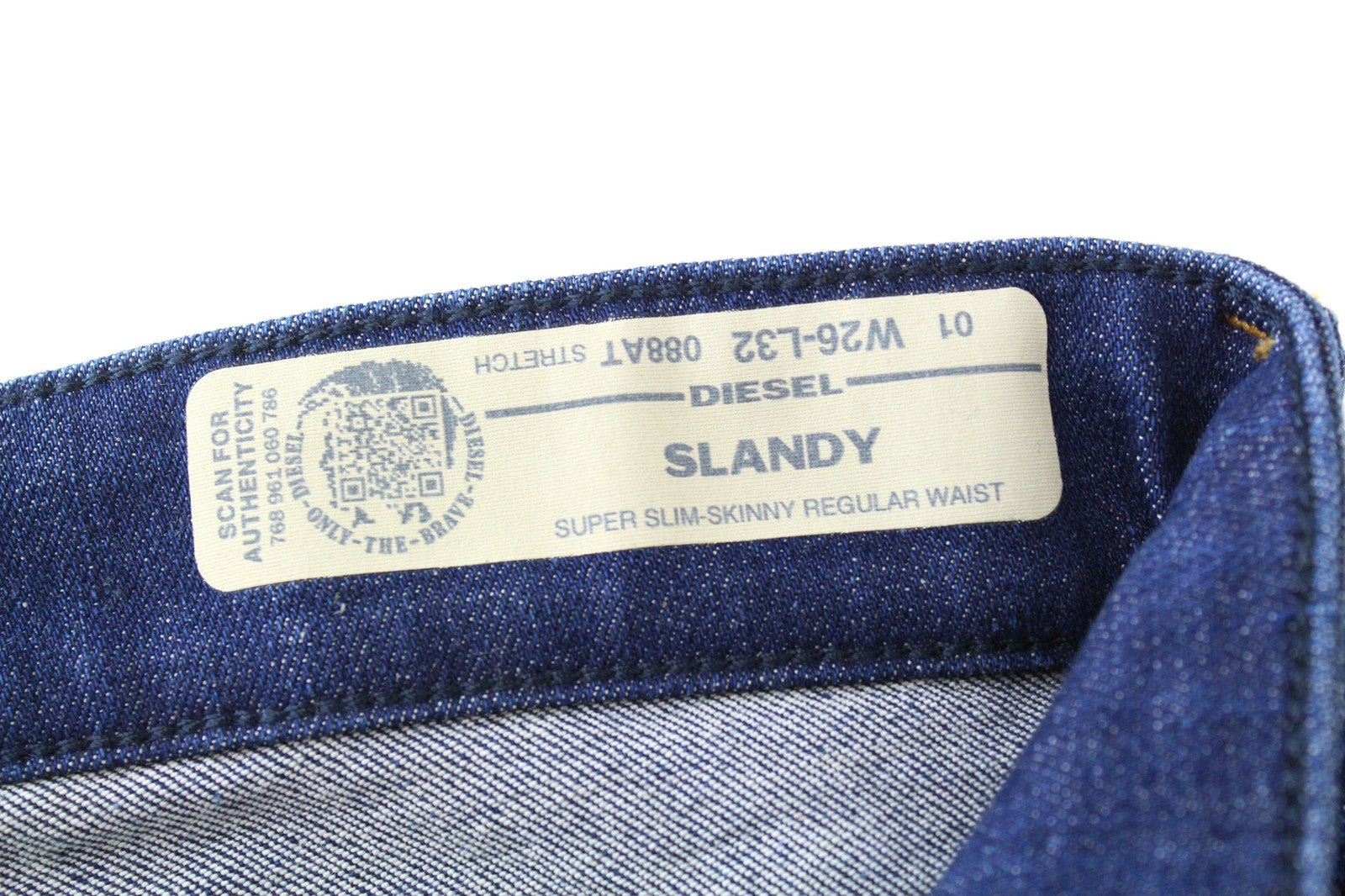 DIESEL Slandy 088AT Women's W26/L32 Skinny Fit Distressed Hems Blue Jeans