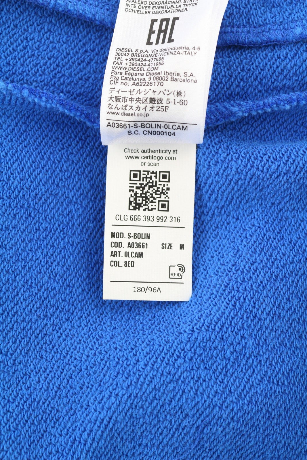 DIESEL S-Bolin Mens Sweatshirt M Blue Short Sleeve Snap Buttons Polo RRP175