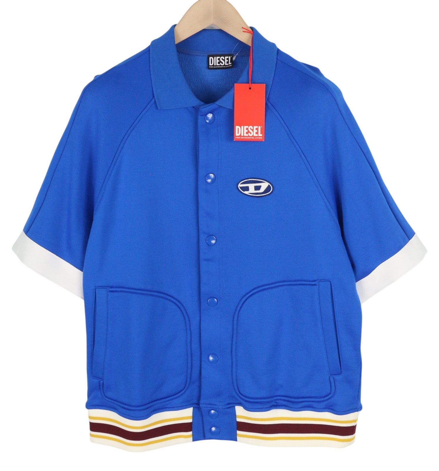 DIESEL S-Bolin Mens Sweatshirt M Blue Short Sleeve Snap Buttons Polo RRP175