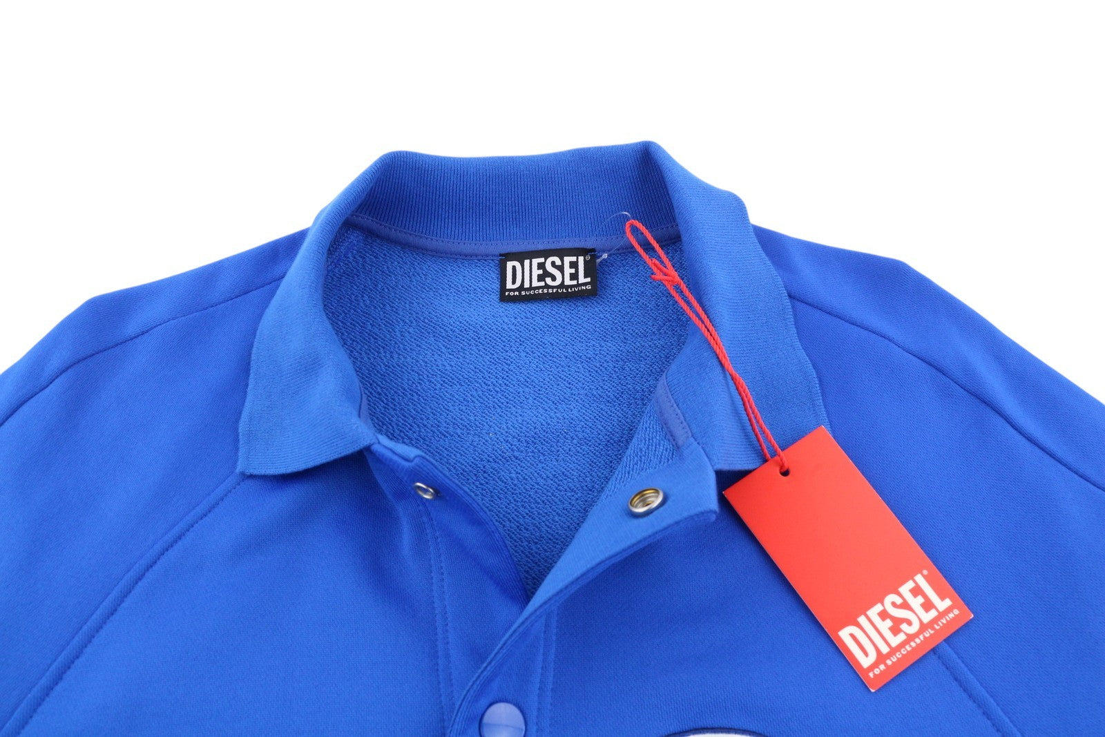DIESEL S-Bolin Mens Sweatshirt M Blue Short Sleeve Snap Buttons Polo RRP175