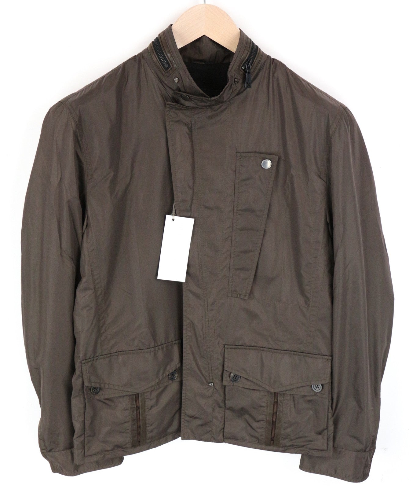 RICHMOND Men's Jacket 48 Brown Short Nylon Pocketed Style Collared