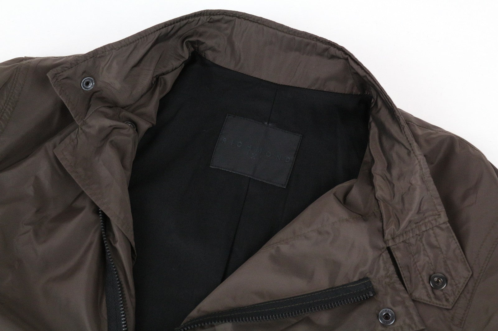 RICHMOND Men's Jacket 48 Brown Short Nylon Pocketed Style Collared