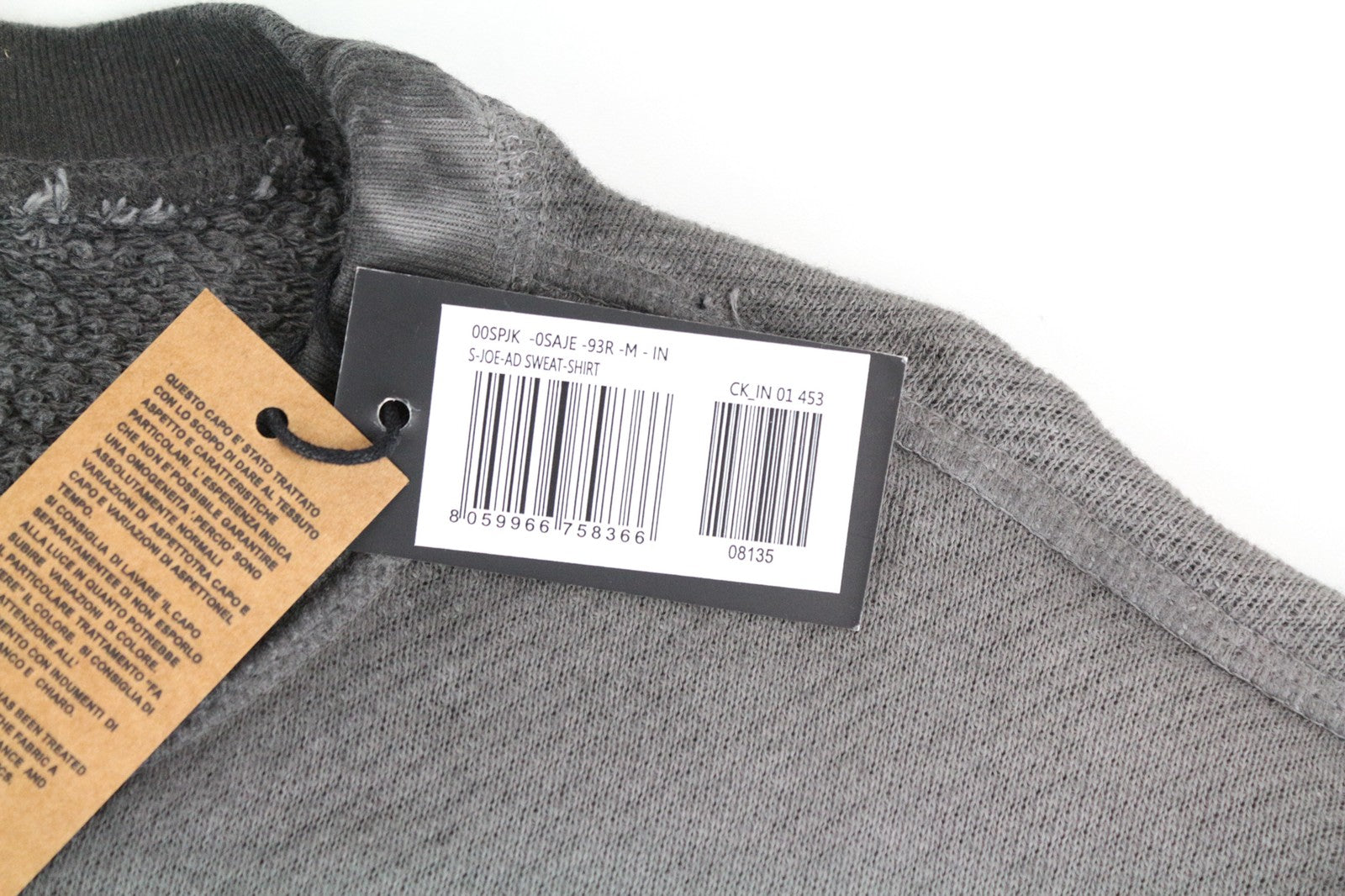 DIESEL S-Joe Men's M Sweatshirt Grey Crew Neck Pullover Logo Print Casual