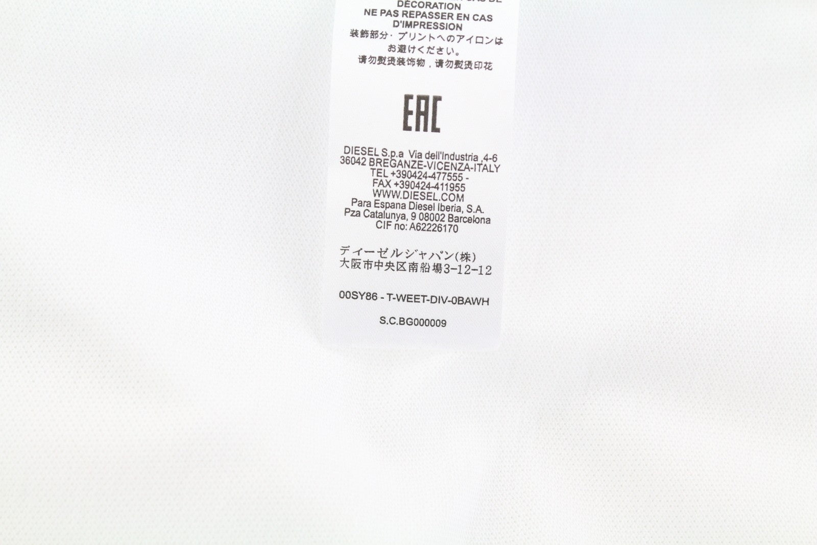 DIESEL T-Weet-Div Polo Mens T-Shirt 2XL Short Sleeve Polo Neck  White