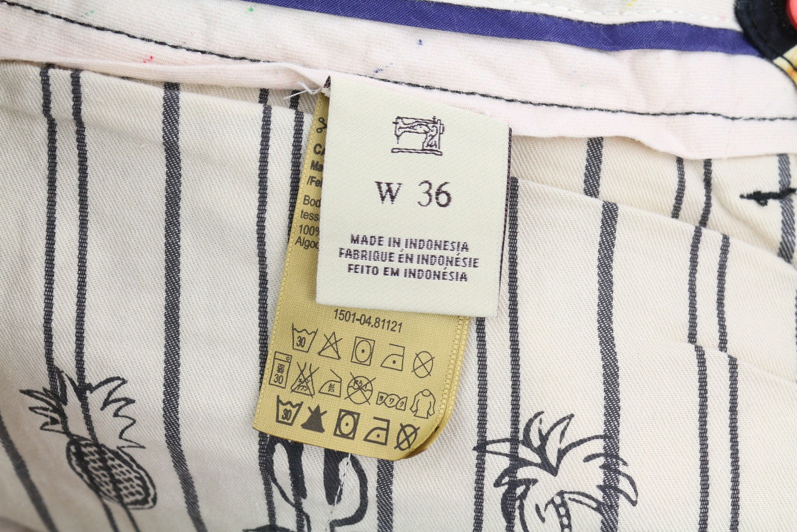 SCOTCH & SODA Men Shorts W36 Chino Dark Leafs Patterned Zip Fly Logo Casual