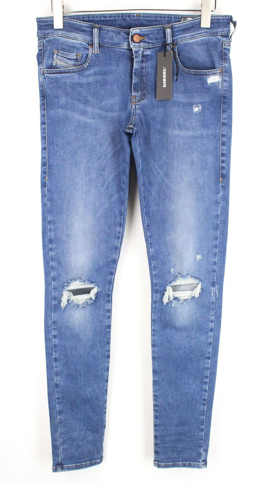 DIESEL Slandy-Low 084UF D.N.A. Women's W31/L34 Blue Super Skinny Aged Look
