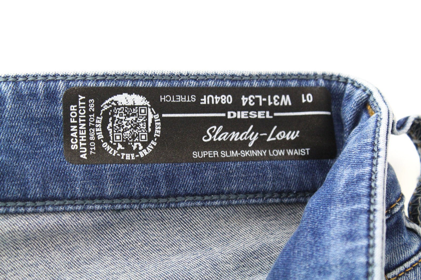 DIESEL Slandy-Low 084UF D.N.A. Women's W31/L34 Blue Super Skinny Aged Look