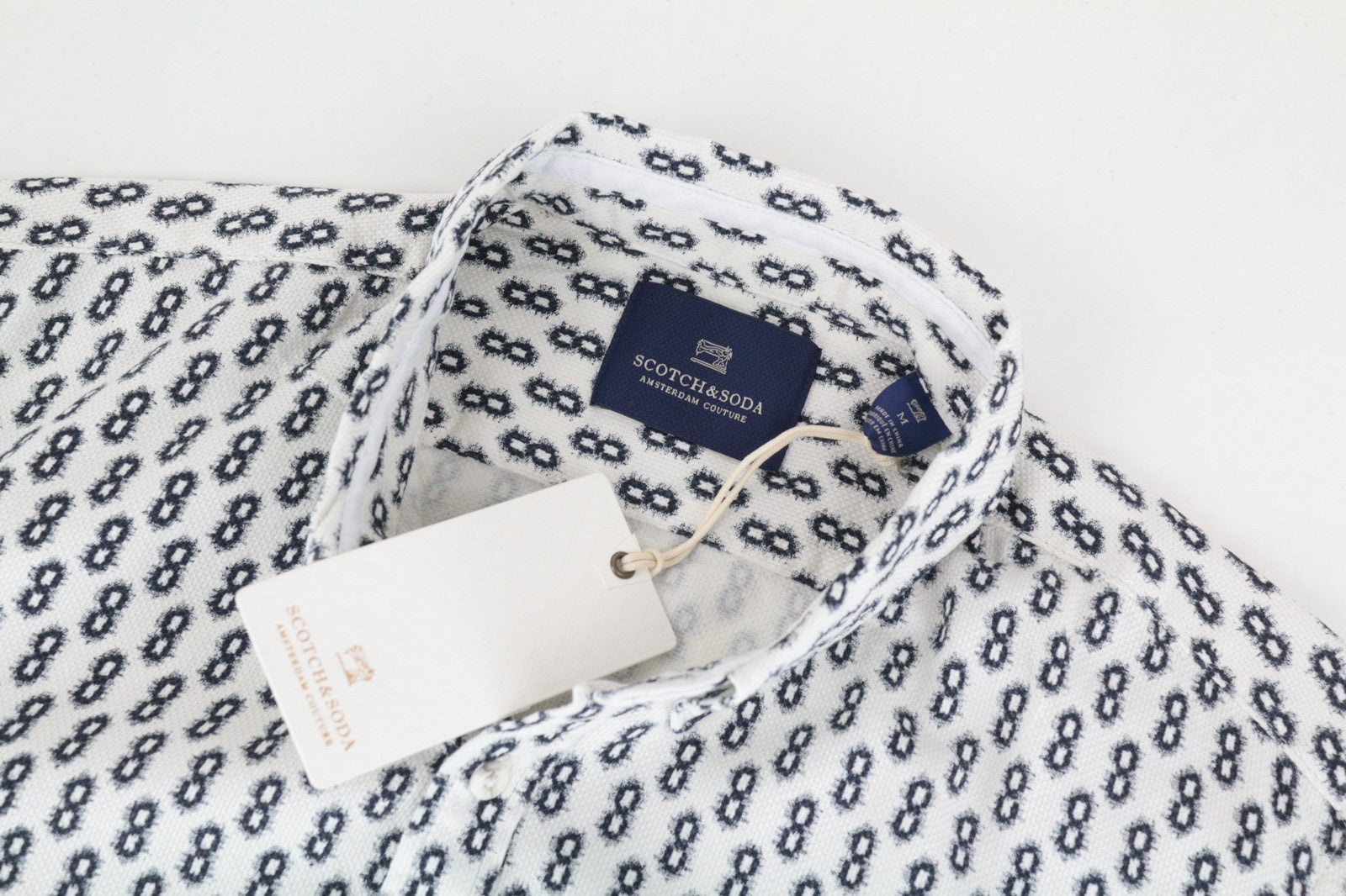 SCOTCH & SODA Men Shirt M Abstract Patterned Spread Collared Twill Casual