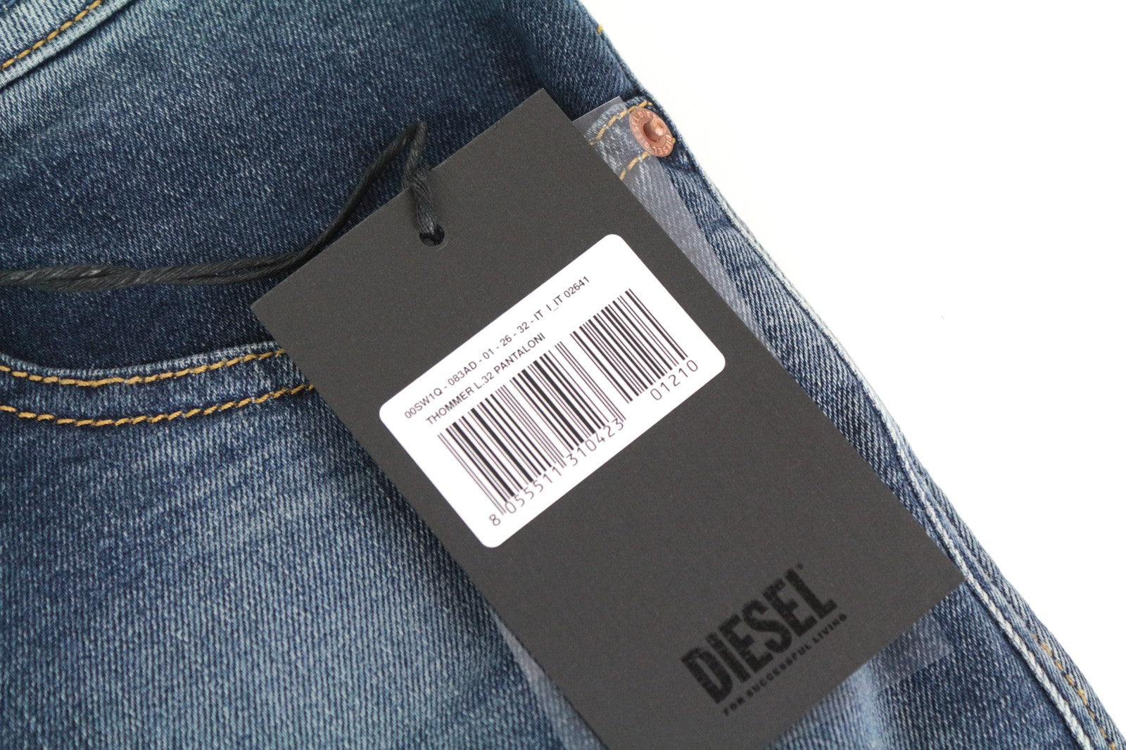 DIESEL Thommer 083AD Men's W26/L32 Blue Slim-Skinny Washed Out Fit Denim