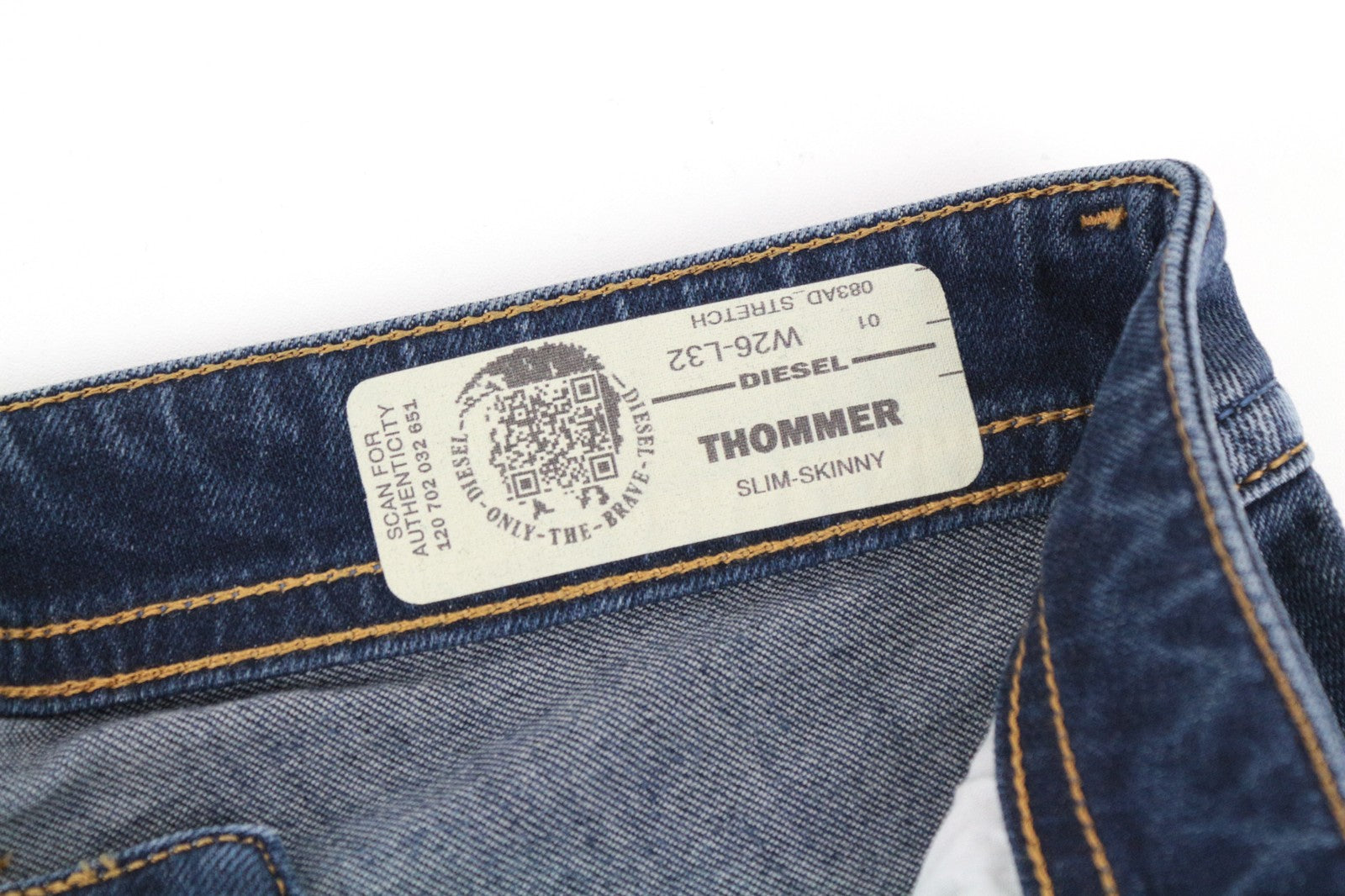 DIESEL Thommer 083AD Men's W26/L32 Blue Slim-Skinny Washed Out Fit Denim