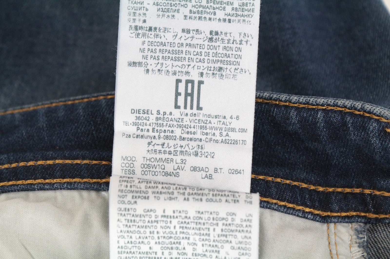 DIESEL Thommer 083AD Men's W26/L32 Blue Slim-Skinny Washed Out Fit Denim