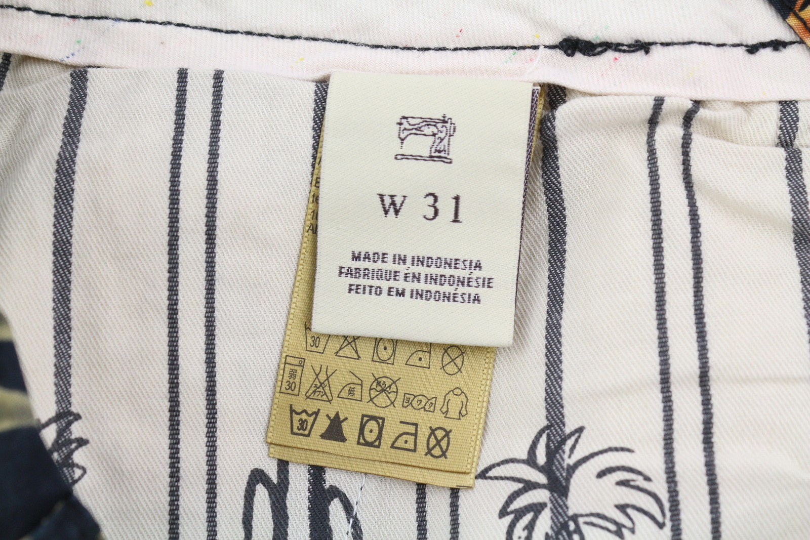 SCOTCH & SODA Men Shorts W31 Chino Dark Leafs Patterned Zip Fly Logo Casual