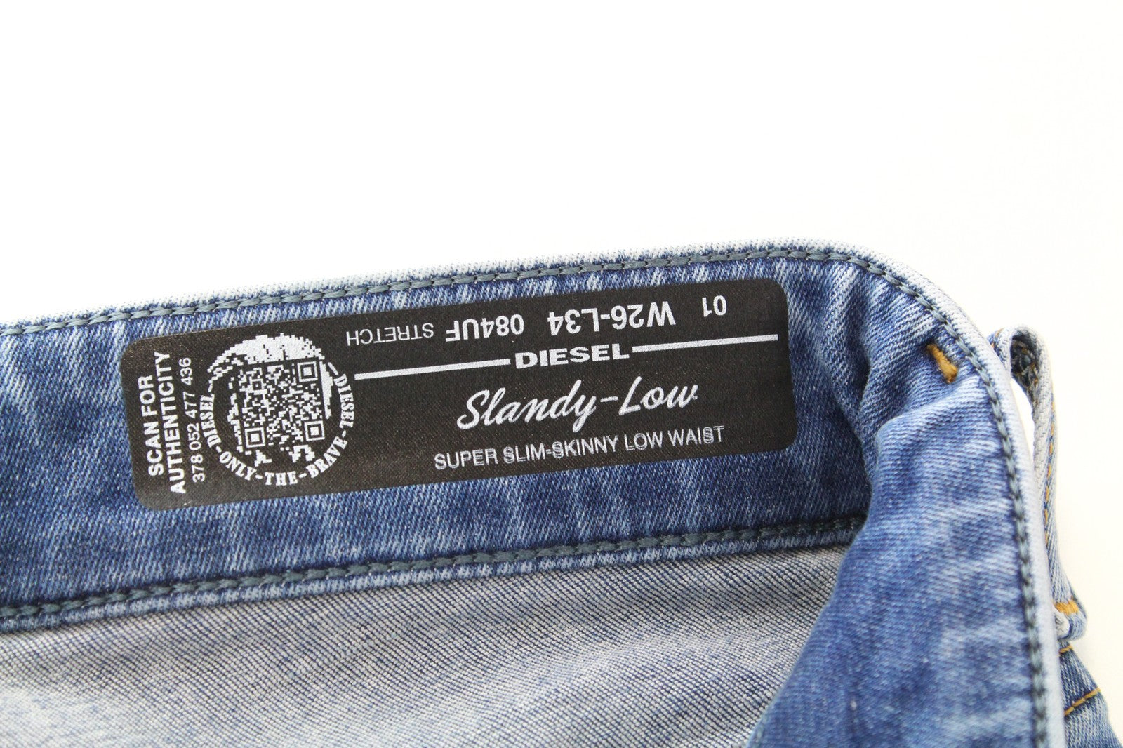 DIESEL Slandy-Low 084UF D.N.A. Women's W26/L34 Skinny Jeans Wash Distressed