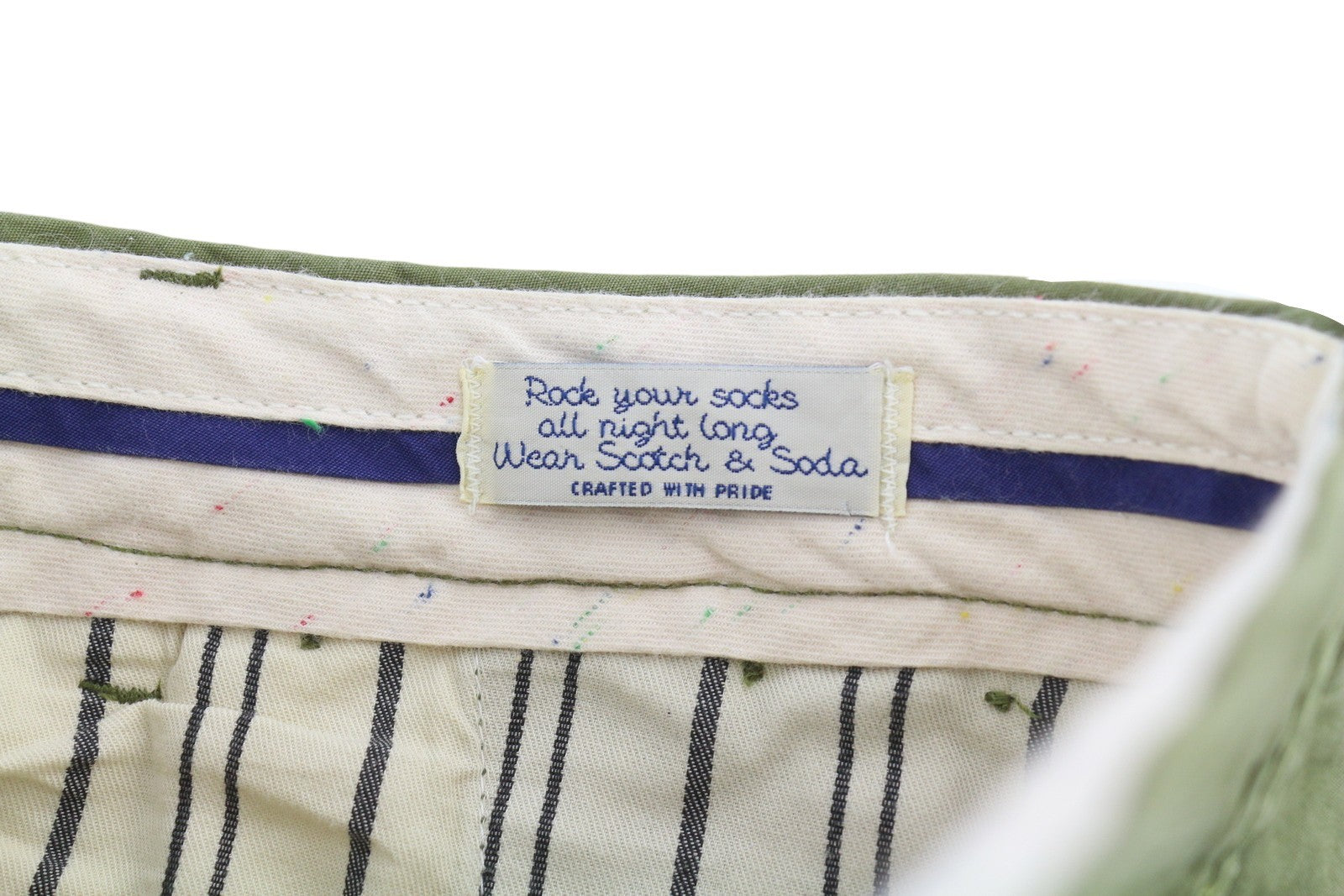 SCOTCH & SODA Men Shorts W28 Chino Green Zipper 5-Design Pockets Logo Casual