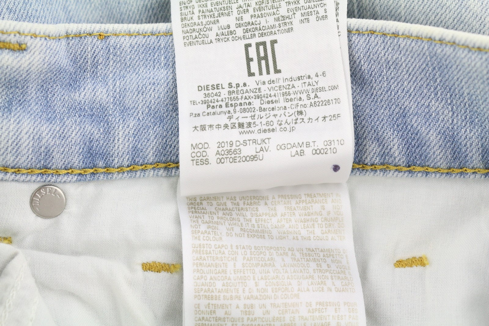 DIESEL 2019 D-Strukt 0GDAM Mens Jeans W31/L34 Slim  Mid Waist Washed Blue