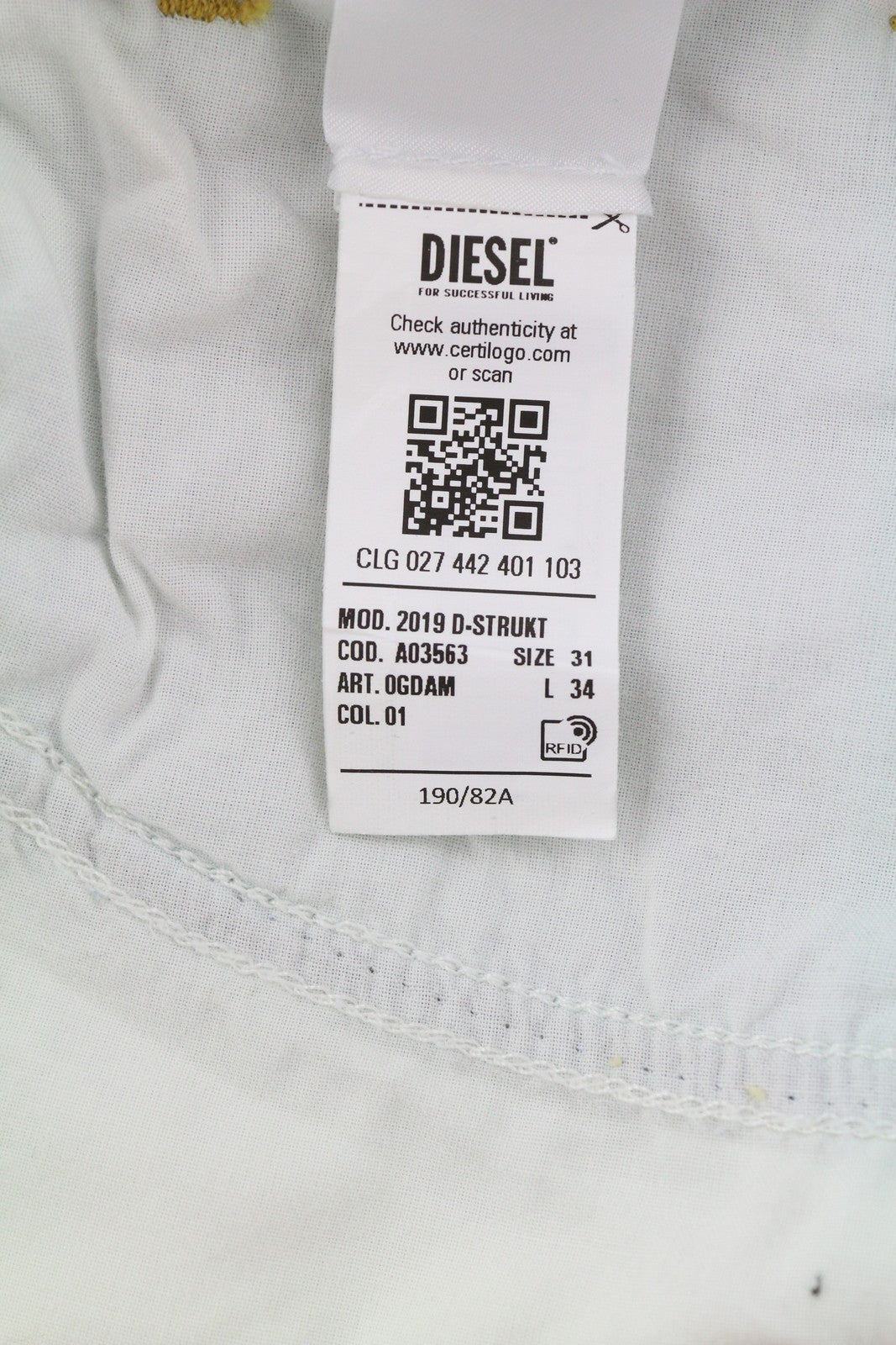 DIESEL 2019 D-Strukt 0GDAM Mens Jeans W31/L34 Slim  Mid Waist Washed Blue