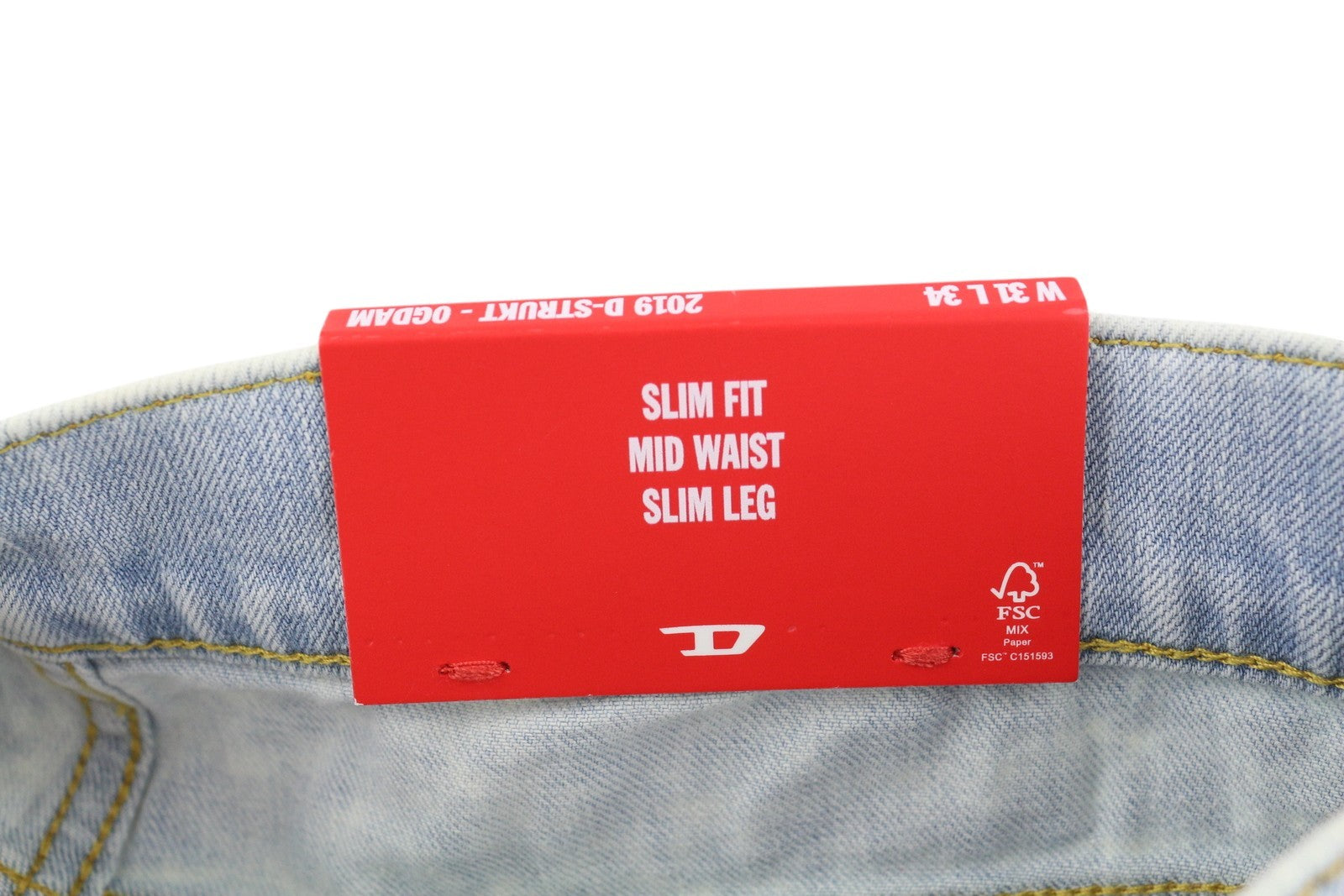 DIESEL 2019 D-Strukt 0GDAM Mens Jeans W31/L34 Slim  Mid Waist Washed Blue