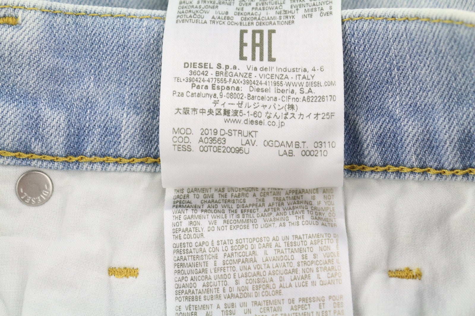 DIESEL 2019 D-Strukt 0GDAM Mens Jeans W30/L34 Slim  Mid Waist Washed