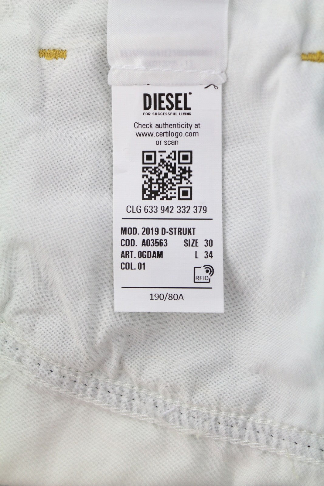 DIESEL 2019 D-Strukt 0GDAM Mens Jeans W30/L34 Slim  Mid Waist Washed