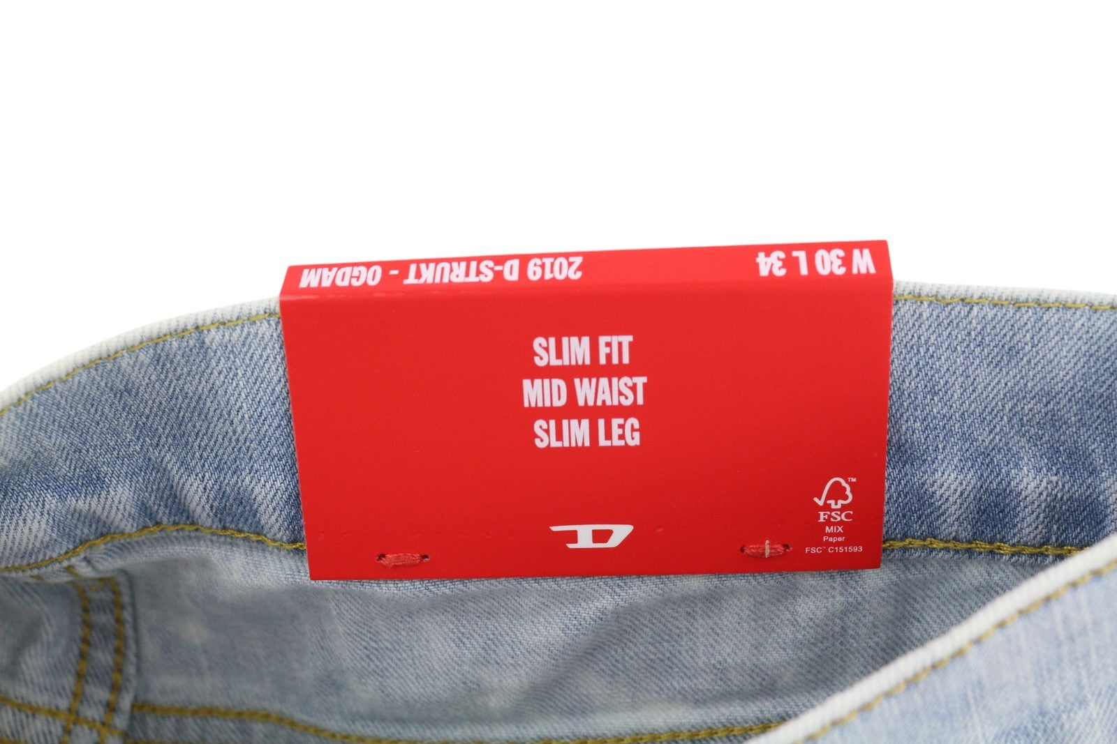 DIESEL 2019 D-Strukt 0GDAM Mens Jeans W30/L34 Slim  Mid Waist Washed