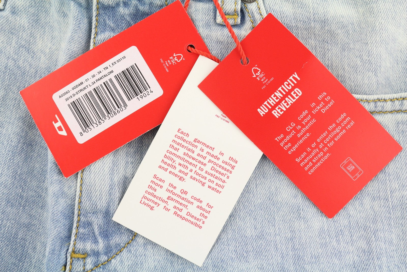 DIESEL 2019 D-Strukt 0GDAM Mens Jeans W30/L34 Slim  Mid Waist Washed