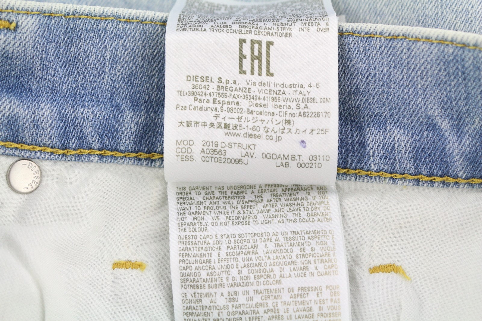 DIESEL 2019 D-Strukt 0GDAM Mens Jeans W30/L34 Slim Leg Mid Waist Washed