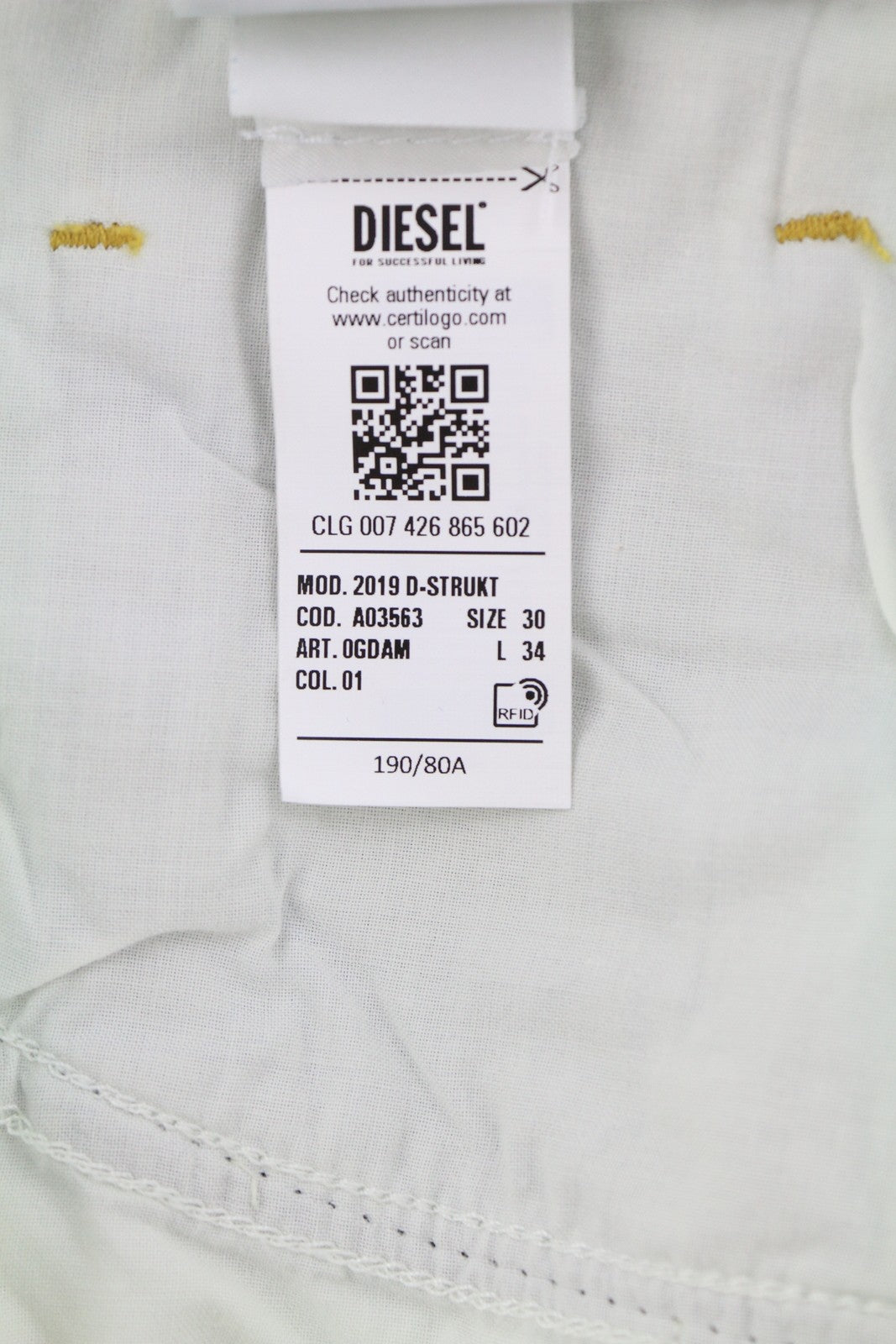 DIESEL 2019 D-Strukt 0GDAM Mens Jeans W30/L34 Slim Leg Mid Waist Washed