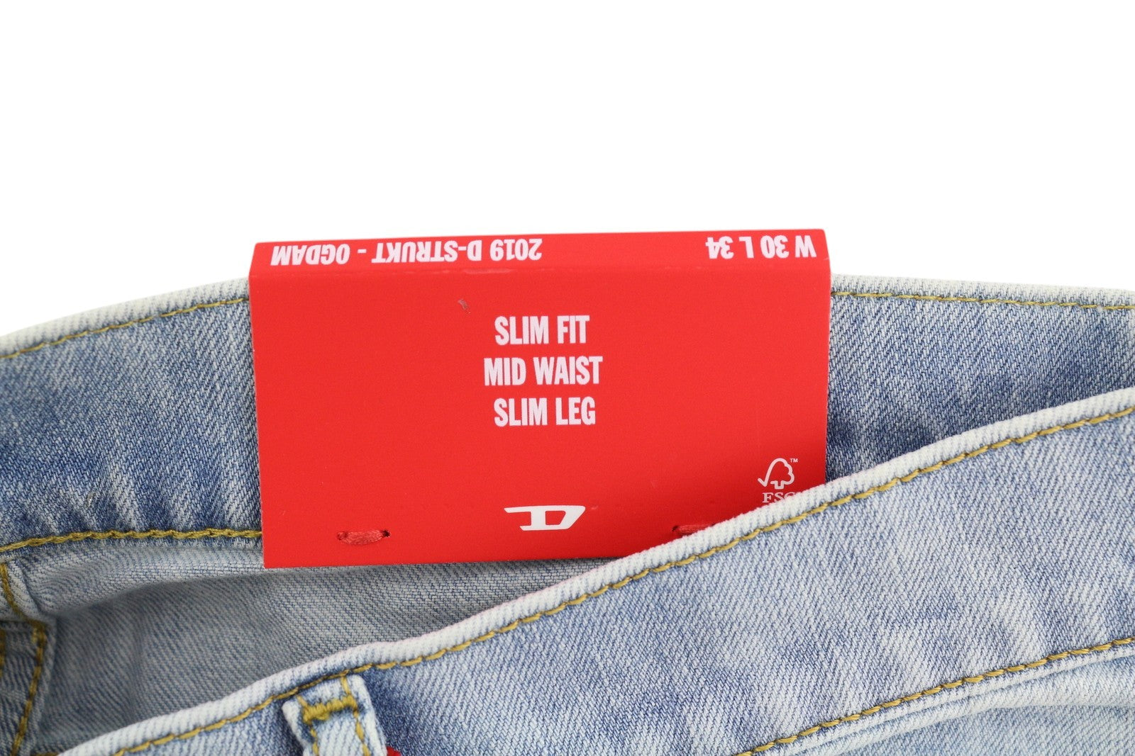 DIESEL 2019 D-Strukt 0GDAM Mens Jeans W30/L34 Slim Leg Mid Waist Washed