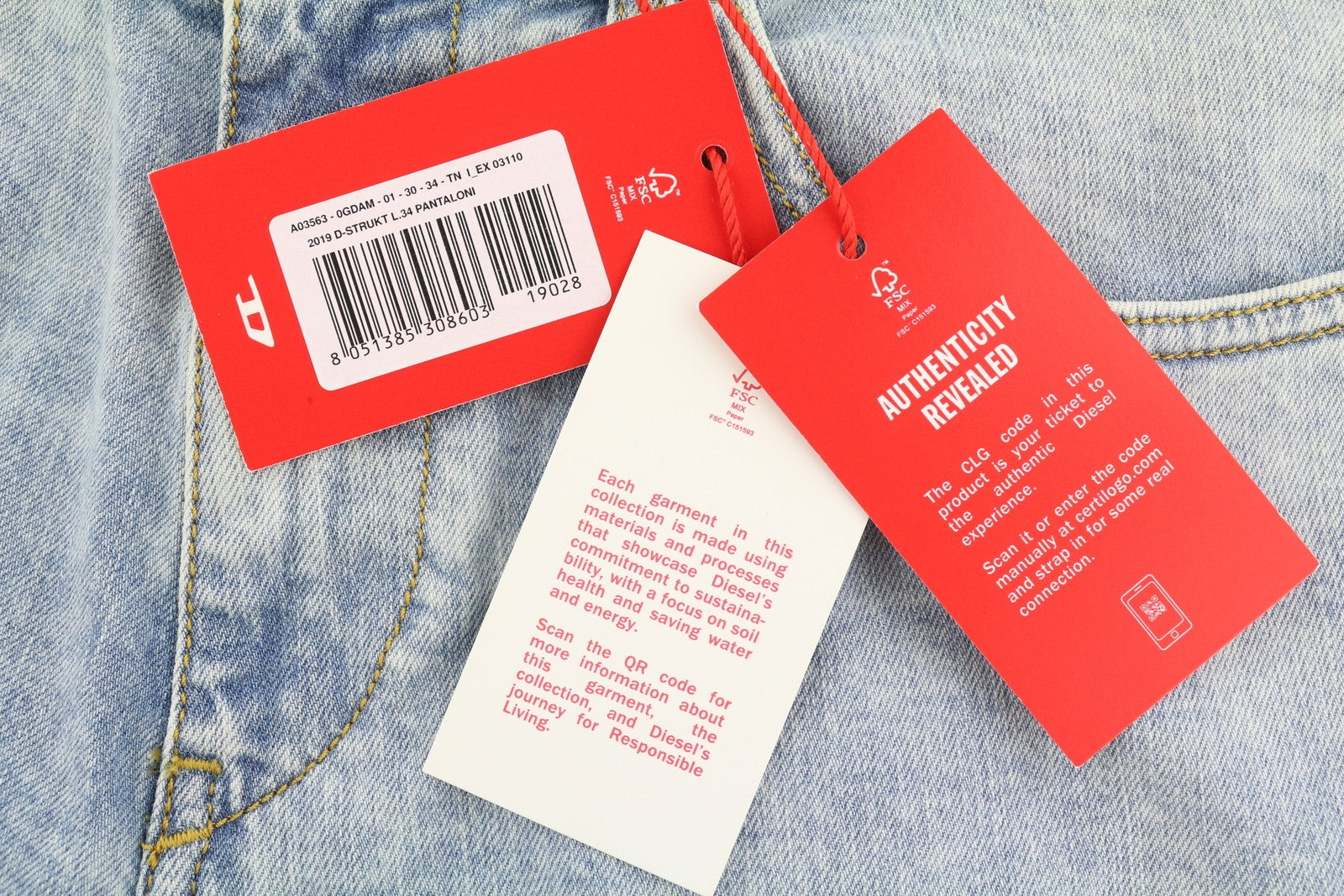 DIESEL 2019 D-Strukt 0GDAM Mens Jeans W30/L34 Slim Leg Mid Waist Washed