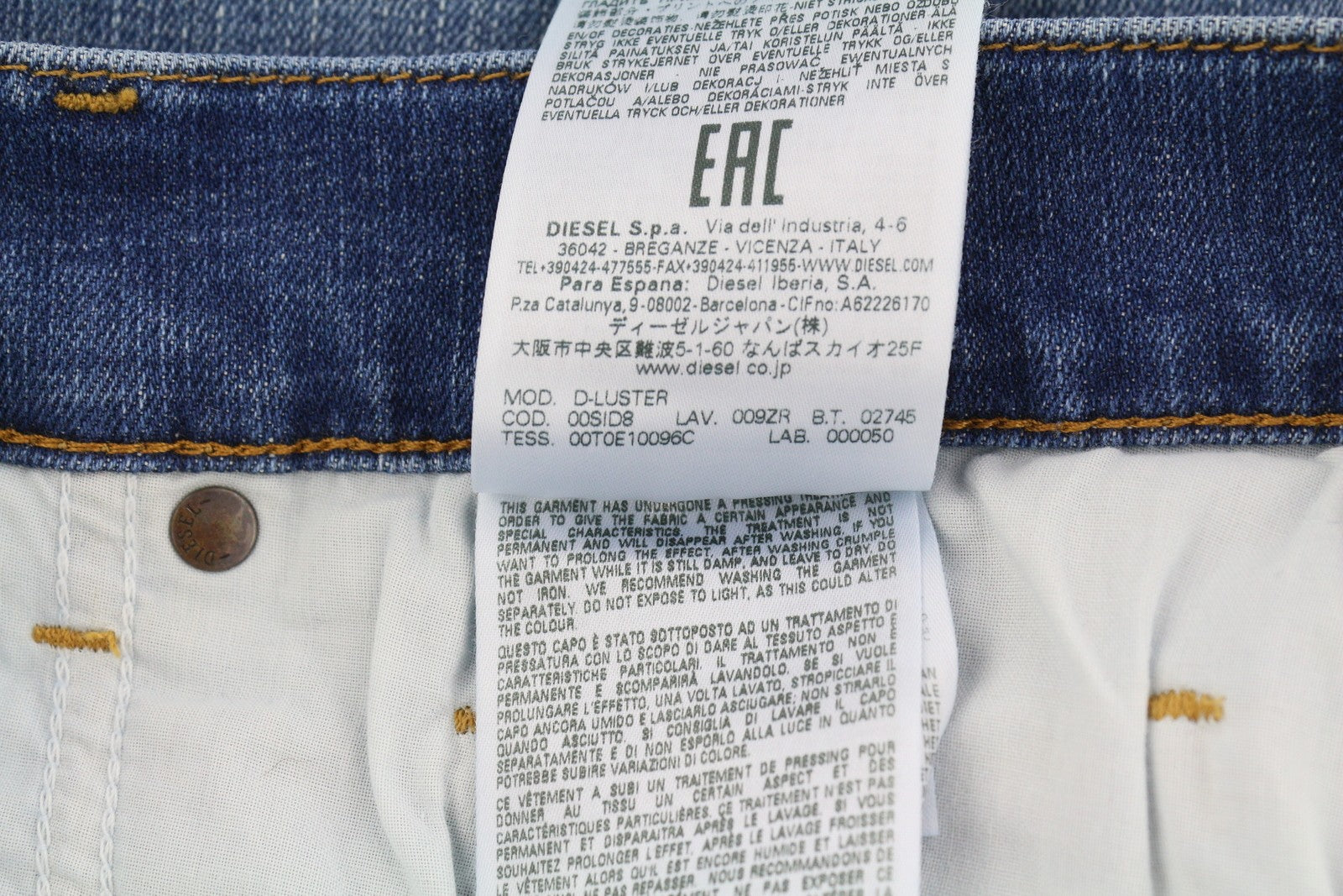 DIESEL D-Luster 009ZR Mens Jeans W30/L30 Slim  Stretch Buttoned Washed Blue