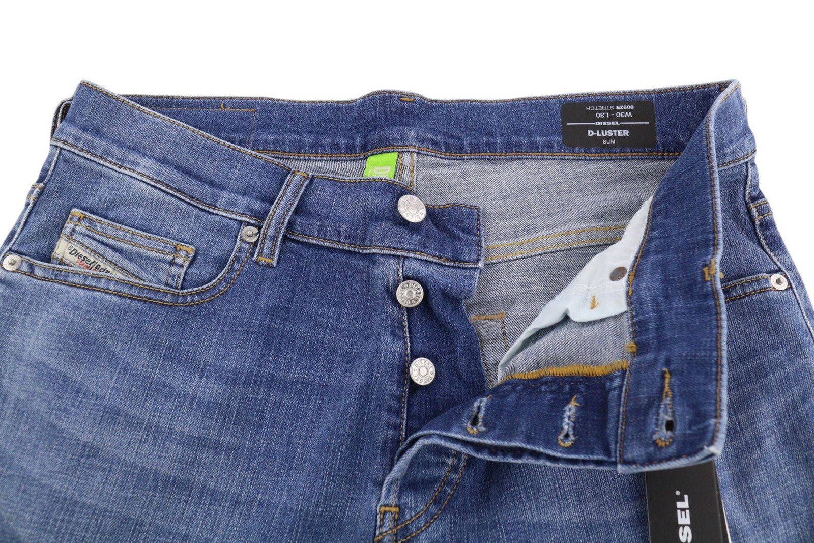 DIESEL D-Luster 009ZR Mens Jeans W30/L30 Slim  Stretch Buttoned Washed Blue