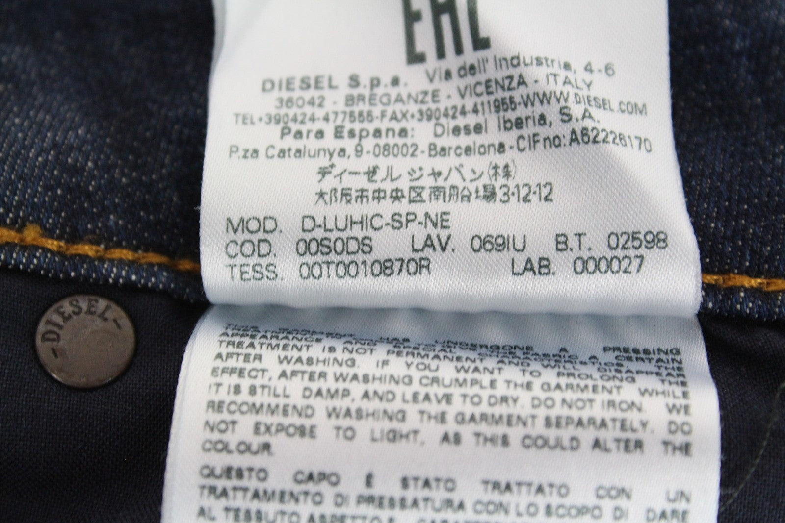 DIESEL D-Luhic-SP-NE 069IU Men's W32 Tapered Sweat Jogg Jeans Panel Contrast