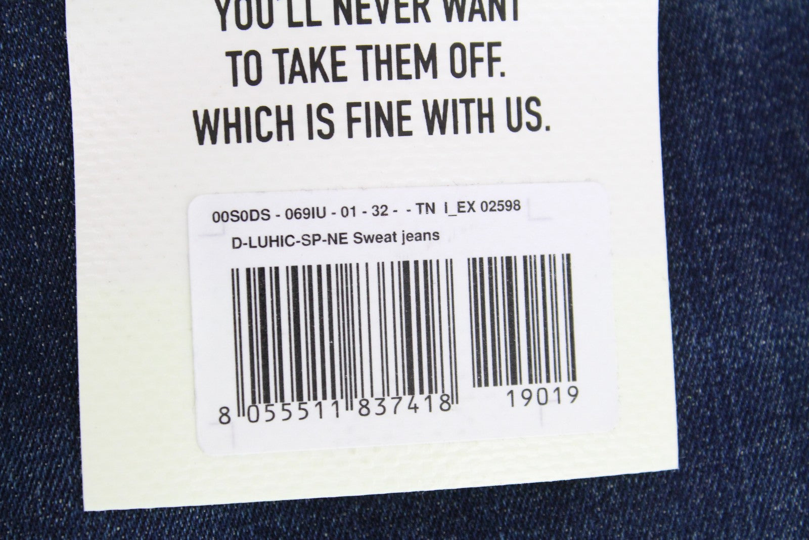 DIESEL D-Luhic-SP-NE 069IU Men's W32 Tapered Sweat Jogg Jeans Panel Contrast