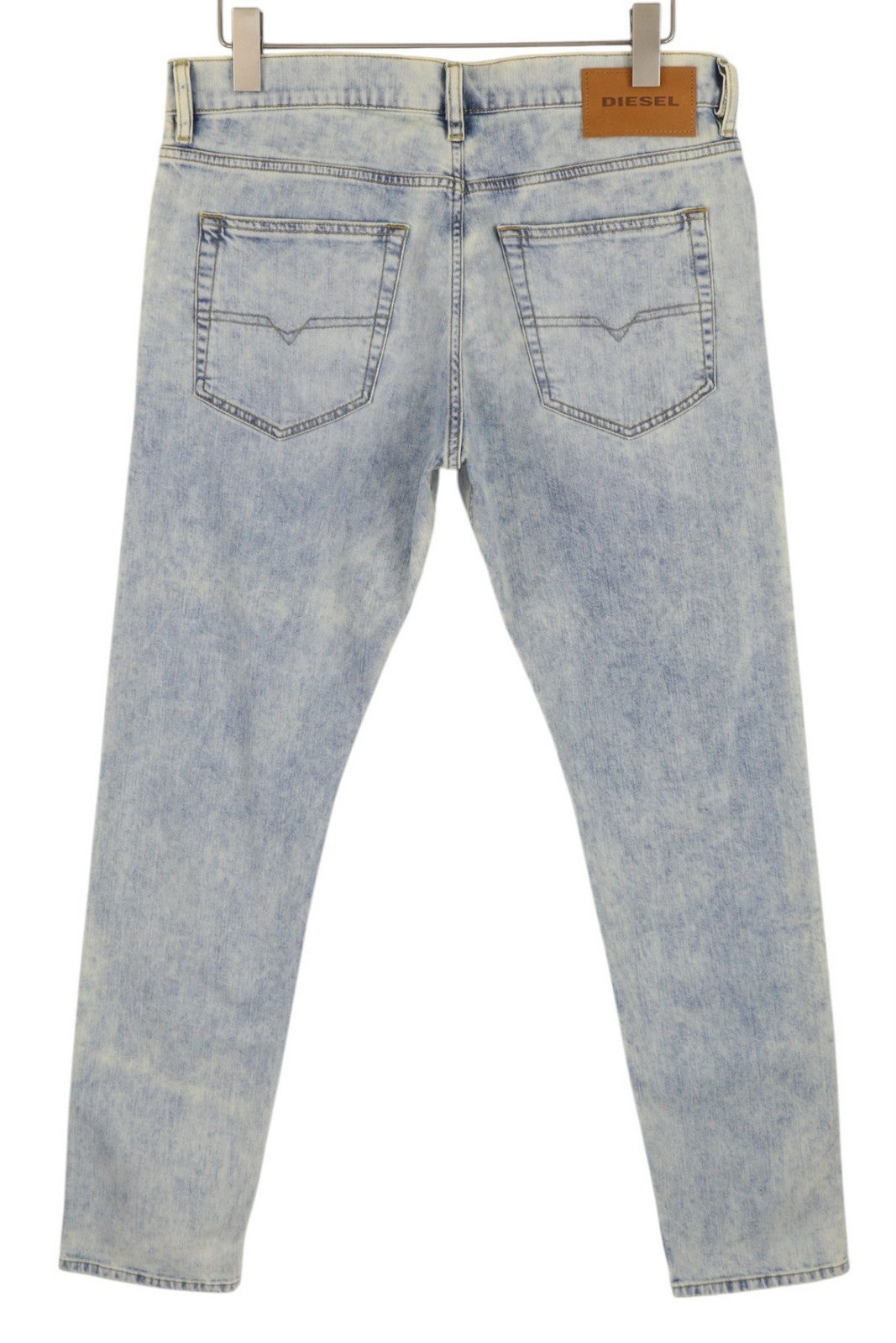 DIESEL D-Luster 0GDAM vyriški džinsai W33/L32 Slim Stretch, su sagomis, skalbtos mėlynos spalvos 