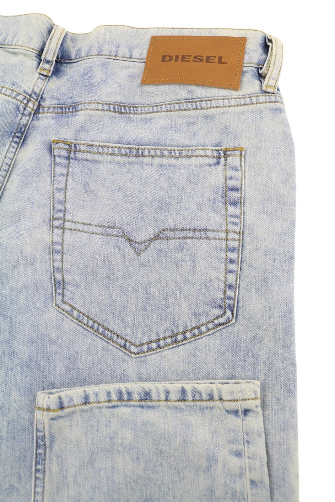 DIESEL D-Luster 0GDAM vyriški džinsai W33/L32 Slim Stretch, su sagomis, skalbtos mėlynos spalvos 