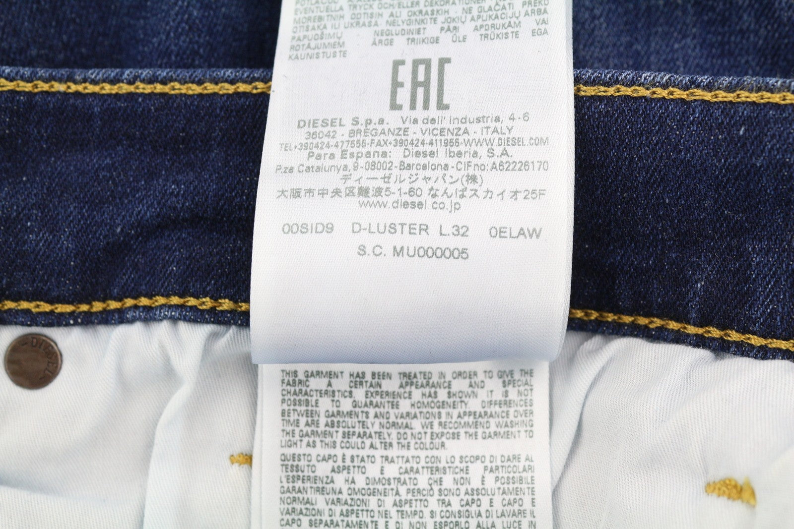 DIESEL D-Luster 0ELAW Mens Jeans W32/L32 Slim  Buttoned Washed  Blue