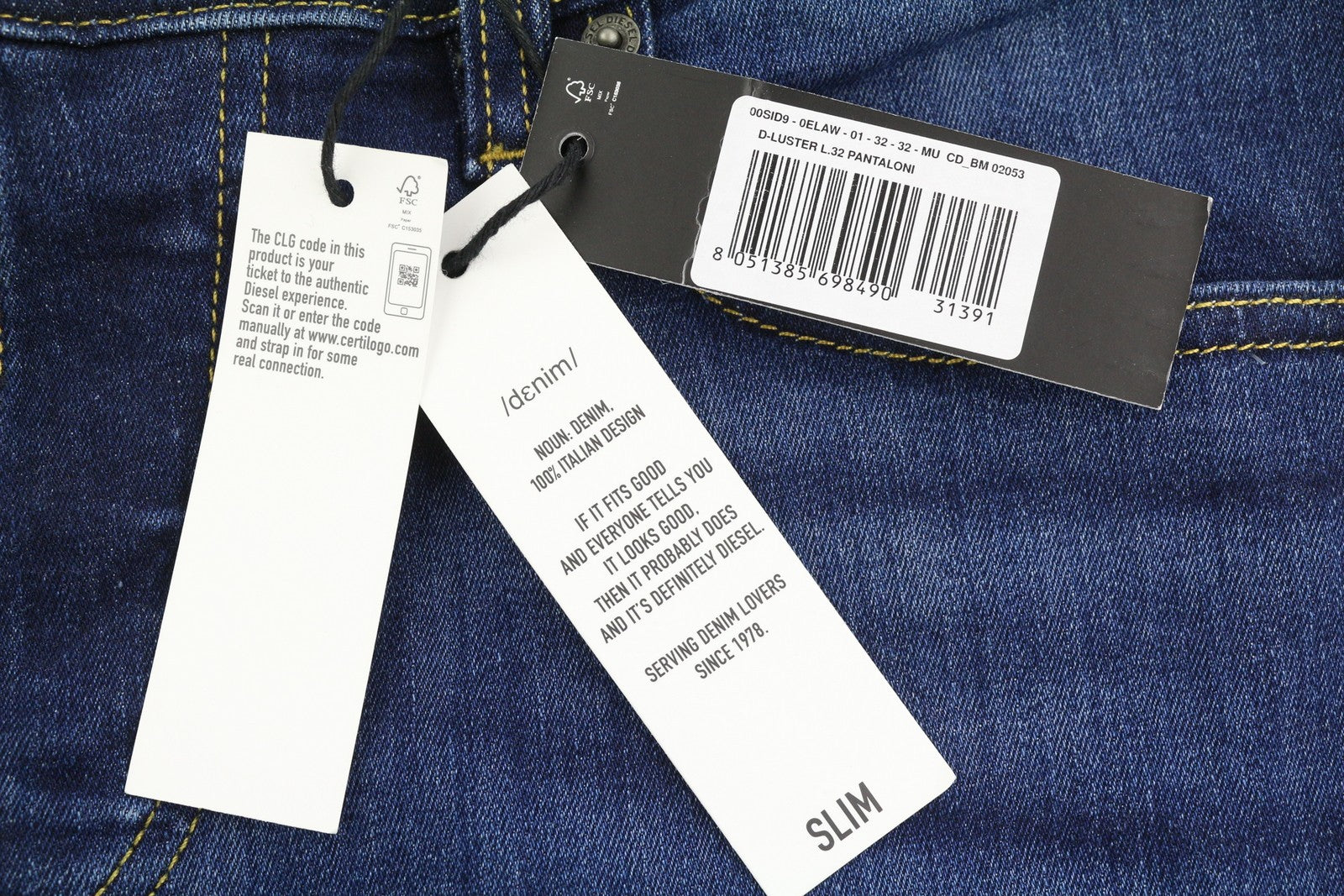 DIESEL D-Luster 0ELAW Mens Jeans W32/L32 Slim  Buttoned Washed  Blue