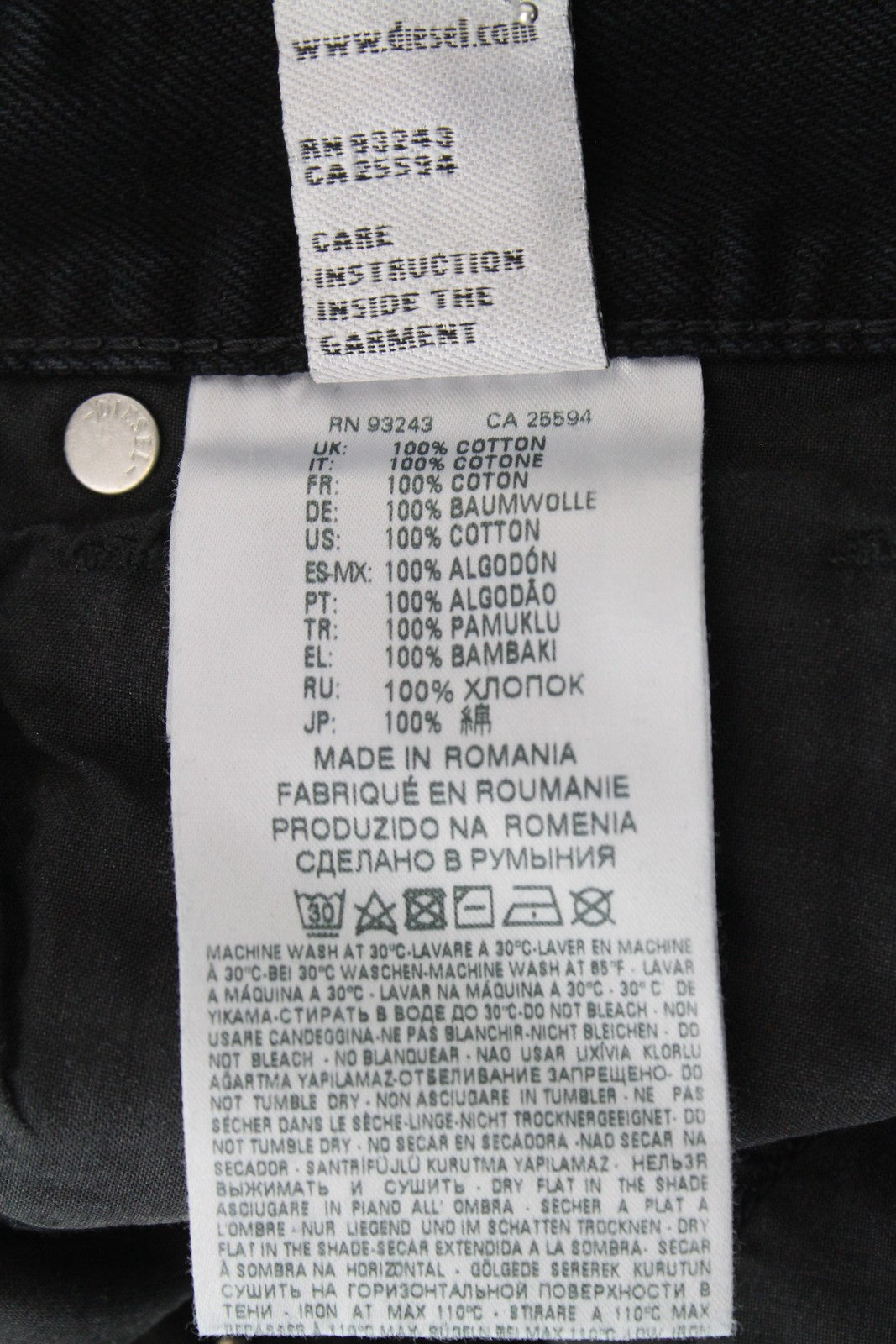 DIESEL Niclah-F 084TC Women's W25/L32 High Waisted Straight Jeans Distressed