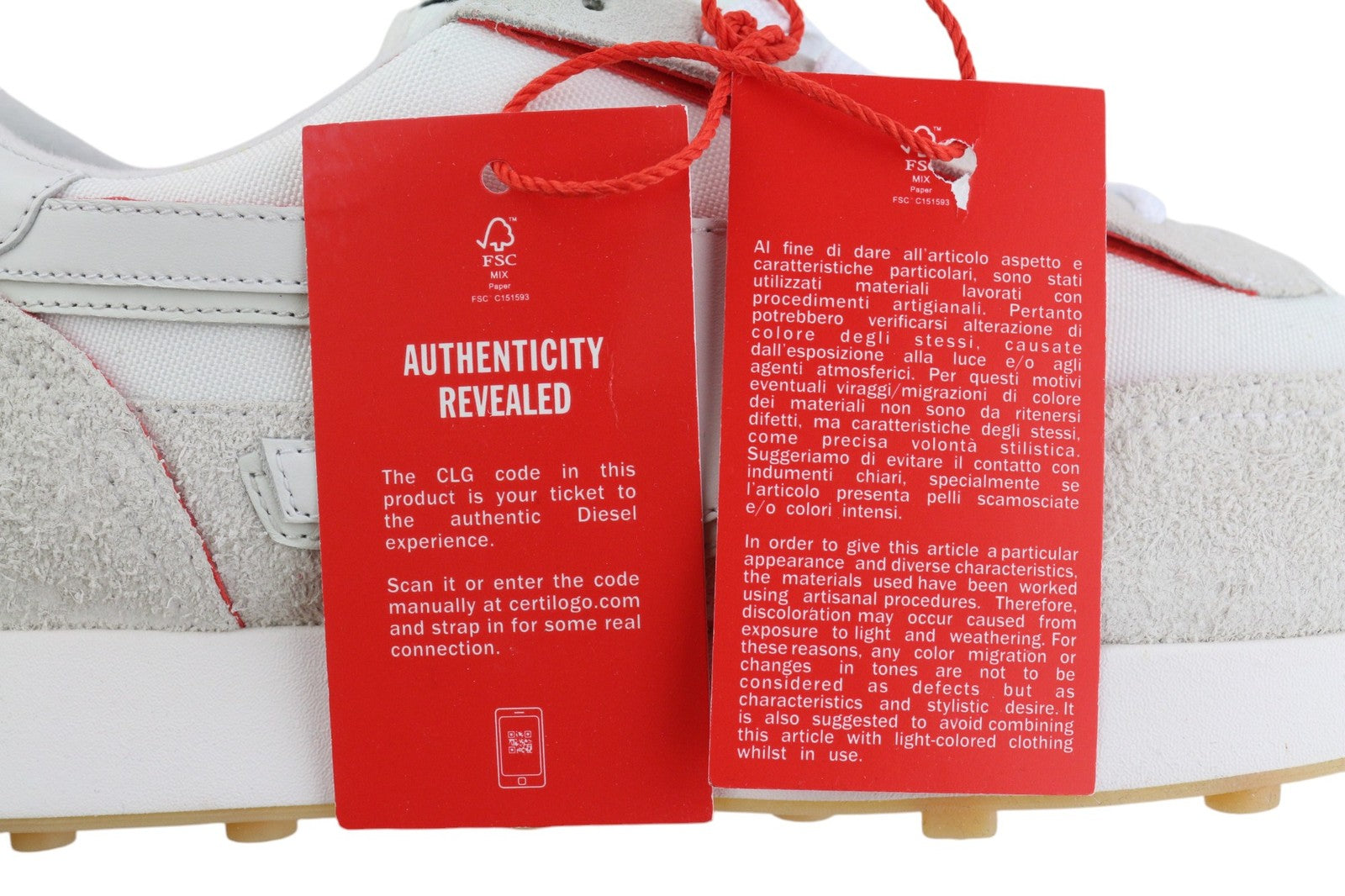 DIESEL S-Racer LC Mens Sneakers EU45 Light White Leather Laced RRP€195 Trainers