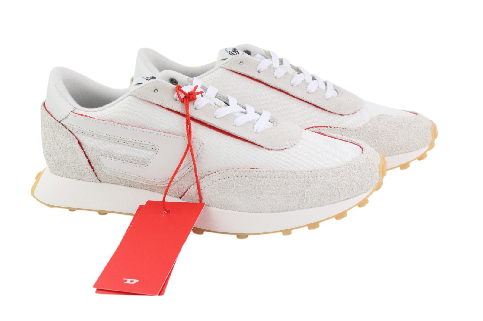 DIESEL S-Racer LC Mens Sneakers EU45 Light White Leather Laced RRP€195 Trainers