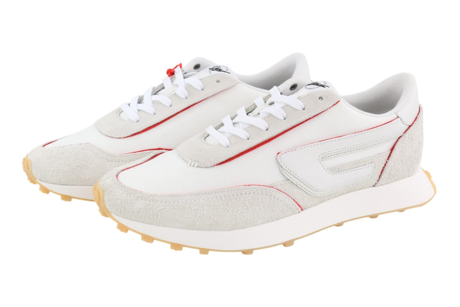 DIESEL S-Racer LC Mens Sneakers EU45 Light White Leather Laced RRP€195 Trainers