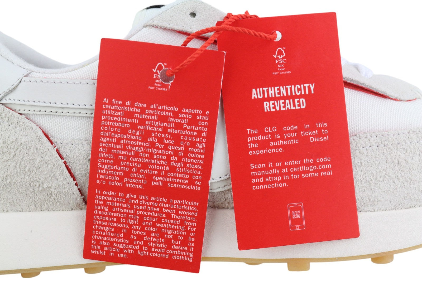 DIESEL S-Racer LC Mens Sneakers EU42 Light White Leather Laced Trainers RRP195