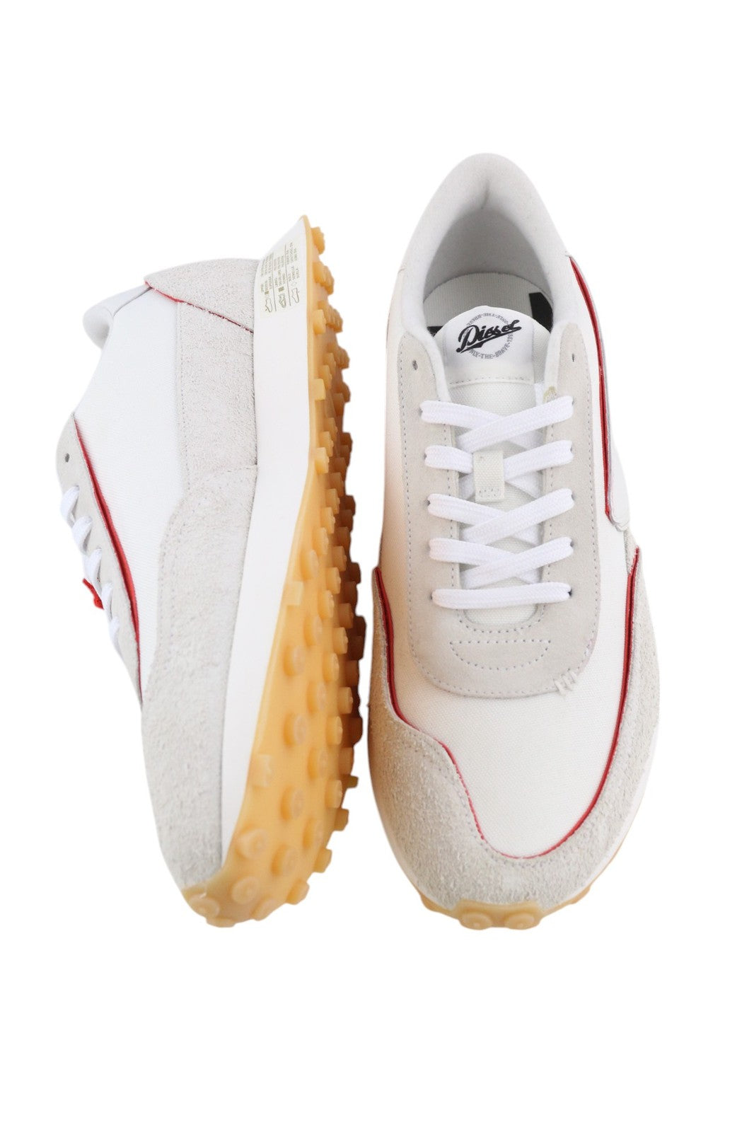 DIESEL S-Racer LC Mens Sneakers EU42 Light White Leather Laced Trainers RRP195