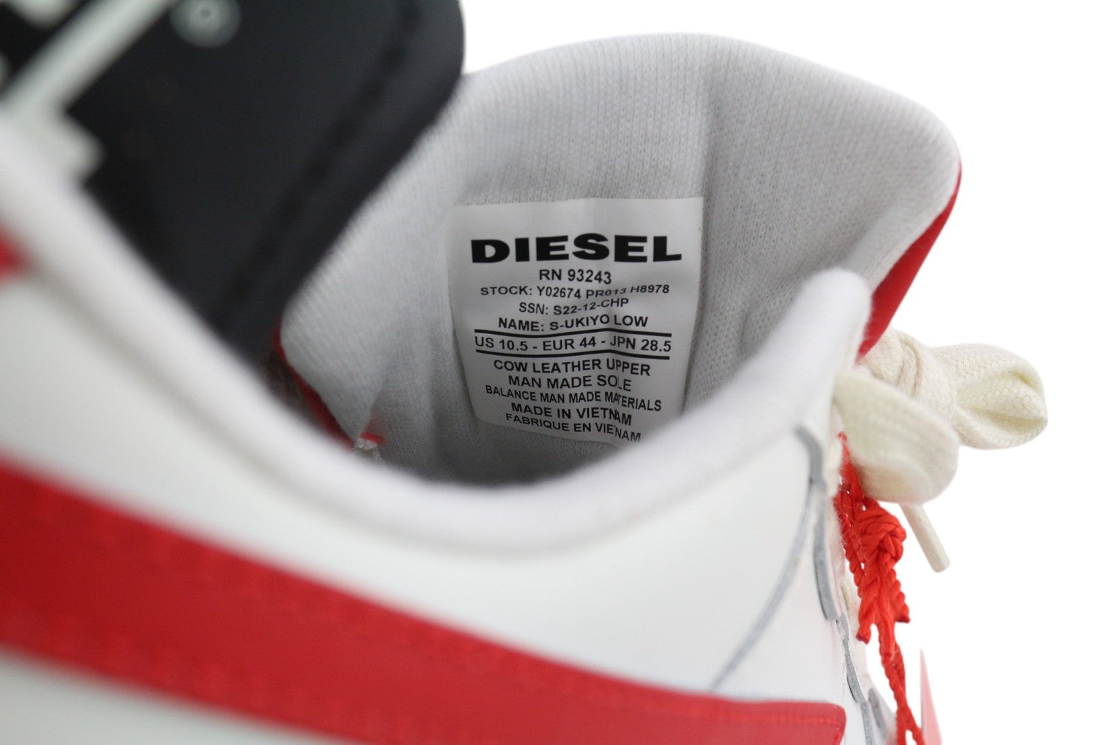 DIESEL S-Ukiyo Low Mens Sneakers EU44 Light Cow Leather Lace Up RRP€195